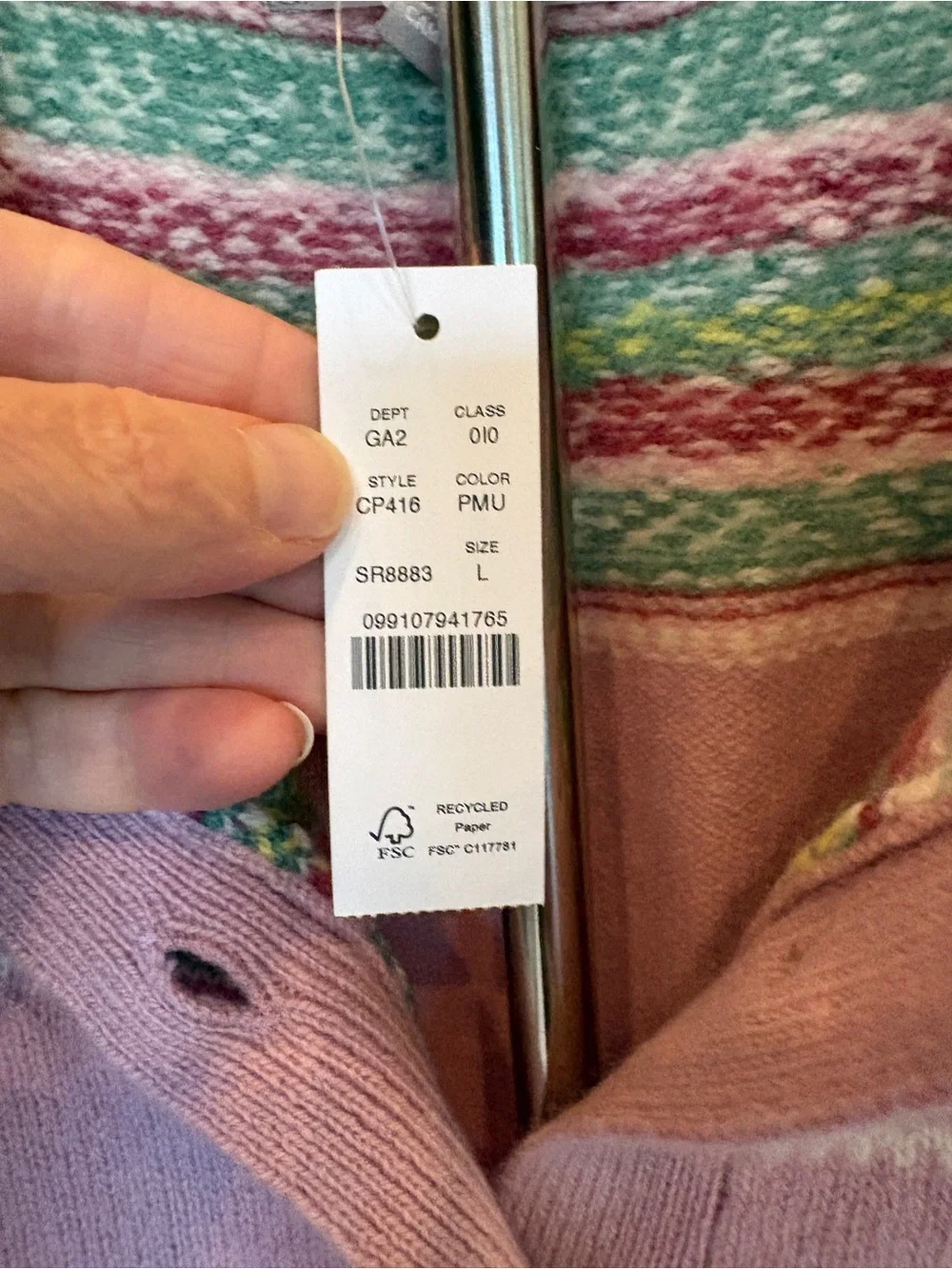 NWT J. Crew Fair Isle Button-Front Sweater, sz L